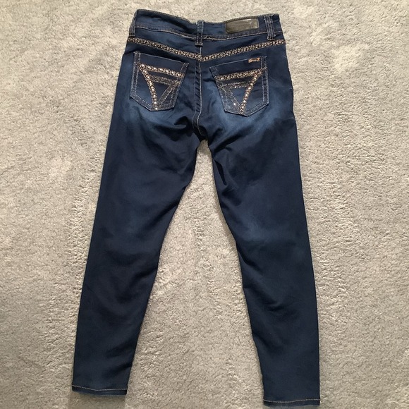 Seven7 Leggings Jeggings Jeans Size‎ 8 Dark Wash Embellished Low Rise - Picture 9 of 15